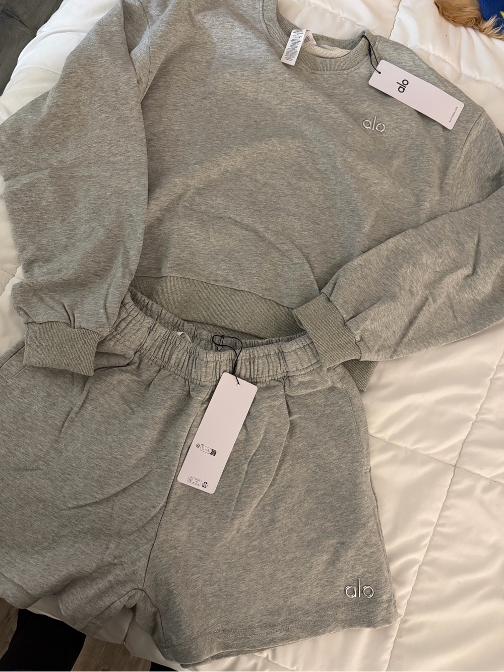 ALO Yoga Pullover Sweatshirt & Shorts Set L